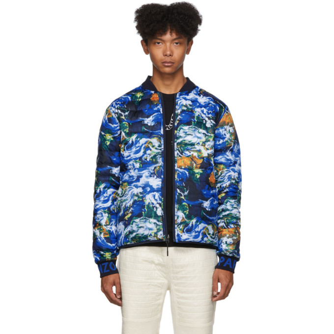 Click to view more detailed imagery on our partner's website Kenzo Reversible Navy Down World Puffer Jacket In 76 Navy