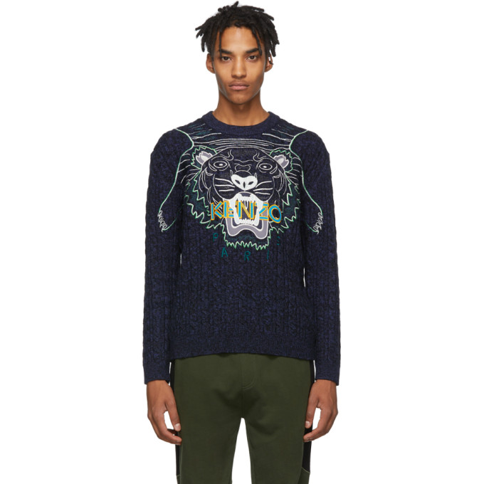 Click to view more detailed imagery on our partner's website Kenzo Men's Claw Tiger Graphic Sweater In 76 Navy