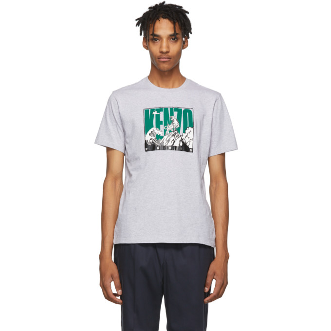Click to view more detailed imagery on our partner's website Kenzo Tiger Logo Wave Print T-shirt In 94 Prlgrey