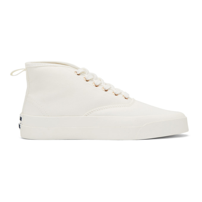 maison kitsune white canvas sneakers