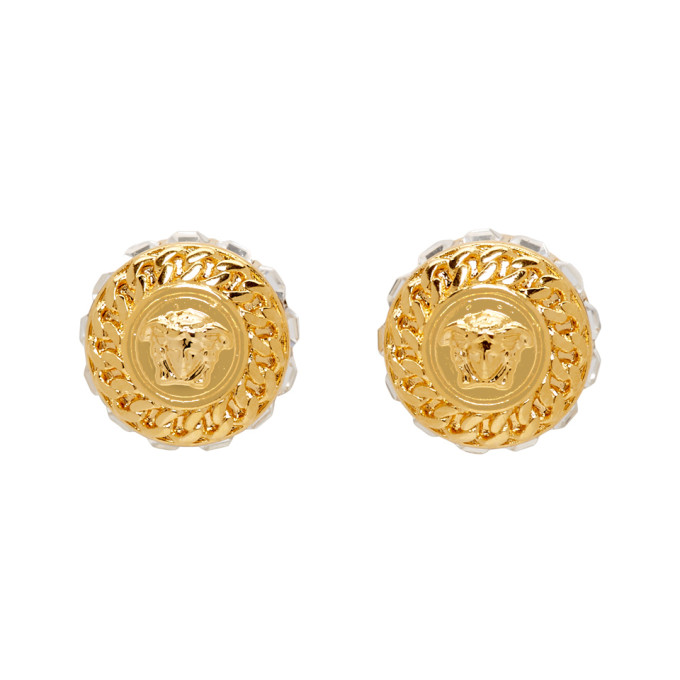 VERSACE VERSACE GOLD CRYSTAL MEDUSA EARRINGS