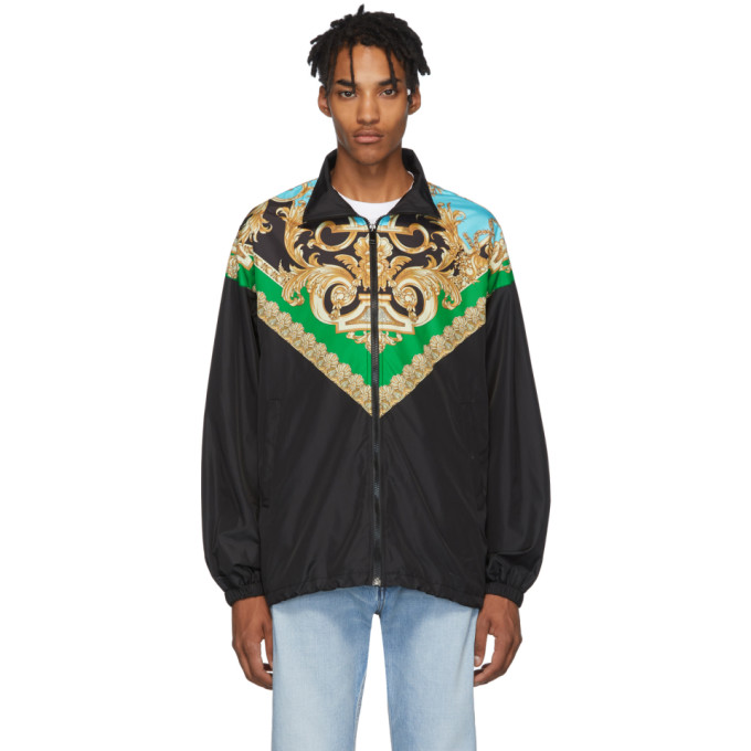 VERSACE VERSACE GREEN AND BLUE BAROCCO TRACK JACKET