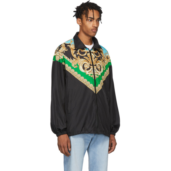 VERSACE VERSACE GREEN AND BLUE BAROCCO TRACK JACKET