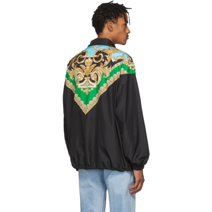 VERSACE VERSACE GREEN AND BLUE BAROCCO TRACK JACKET