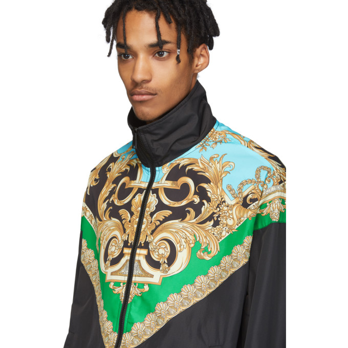 VERSACE VERSACE GREEN AND BLUE BAROCCO TRACK JACKET