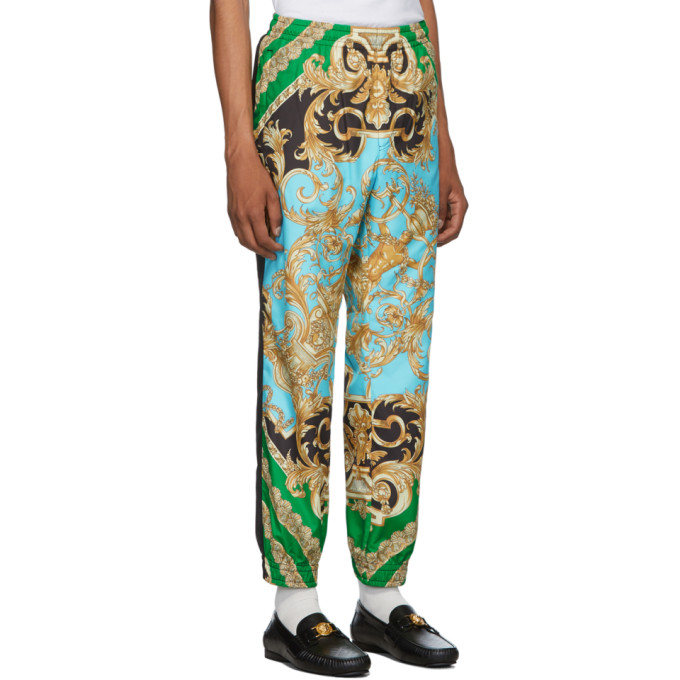 VERSACE GREEN & BLUE BAROCCO HOMME TRACK PANTS