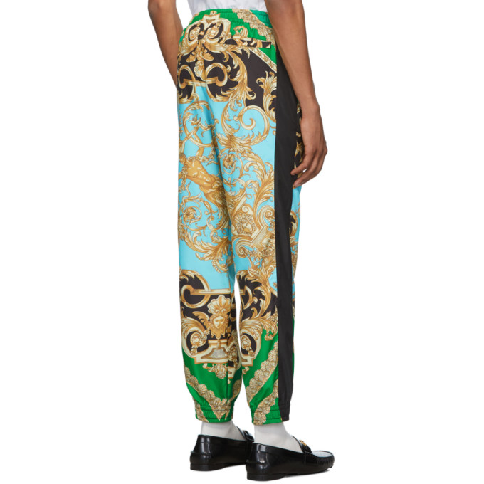 VERSACE GREEN & BLUE BAROCCO HOMME TRACK PANTS