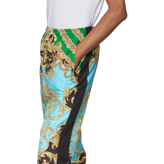 VERSACE GREEN & BLUE BAROCCO HOMME TRACK PANTS