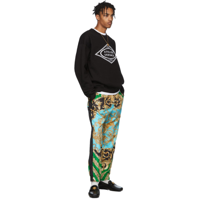 VERSACE GREEN & BLUE BAROCCO HOMME TRACK PANTS
