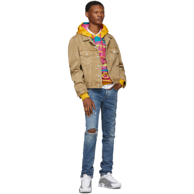 VERSACE ORANGE & BLUE BAROCCO HOODIE