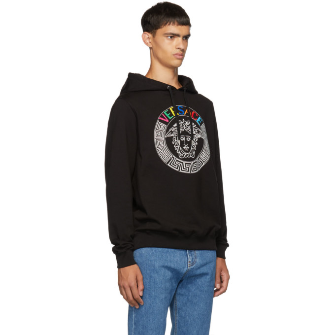 VERSACE BLACK RAINBOW EMBROIDERED HOODIE