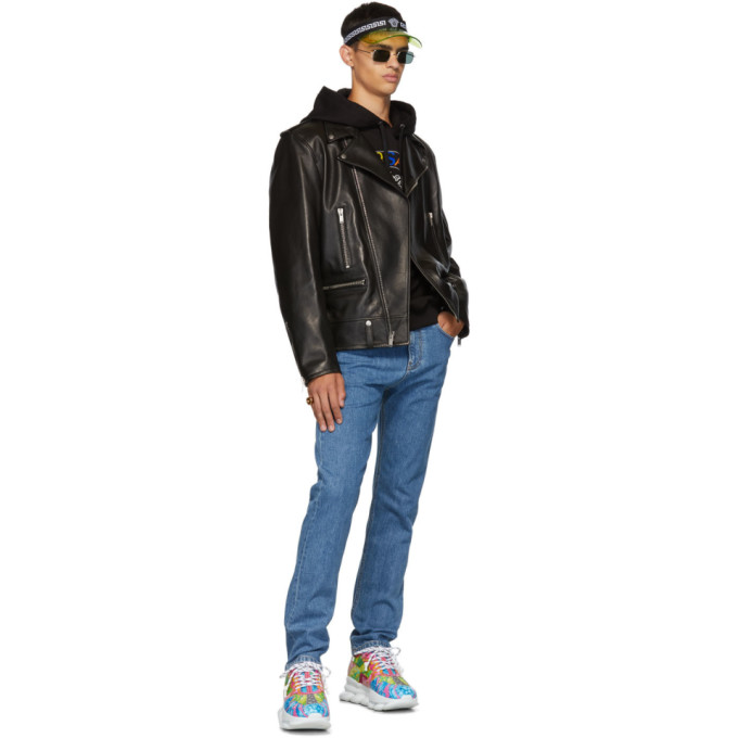 VERSACE BLACK RAINBOW EMBROIDERED HOODIE