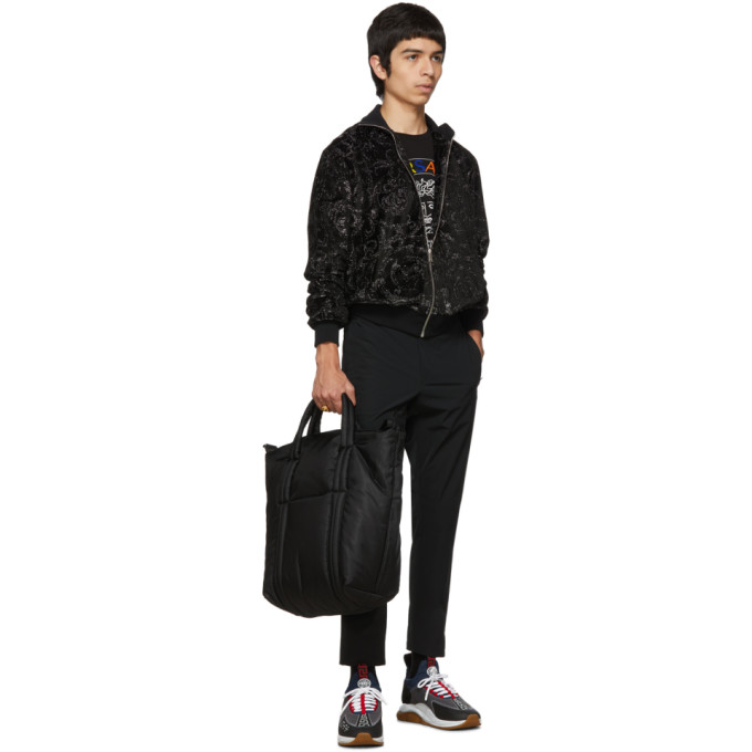 VERSACE BLACK RAINBOW EMBROIDERED T-SHIRT