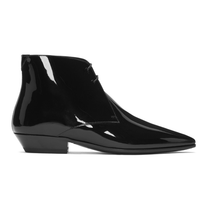 Click to view more detailed imagery on our partner's website Saint Laurent Jonas 25 Black Patent Leather Ankle Boots