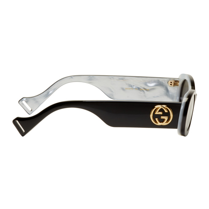 GUCCI BLACK OVAL SUNGLASSES