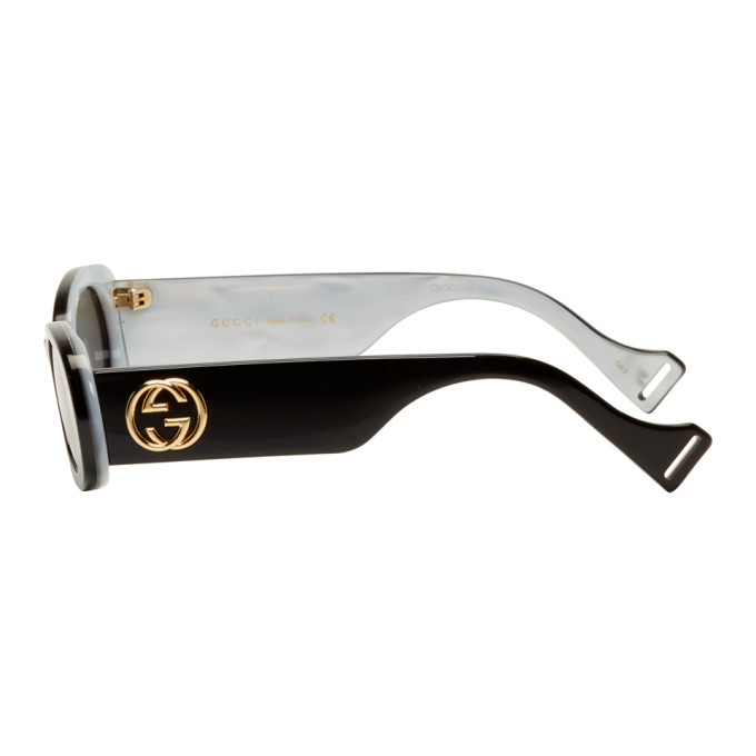 GUCCI BLACK OVAL SUNGLASSES