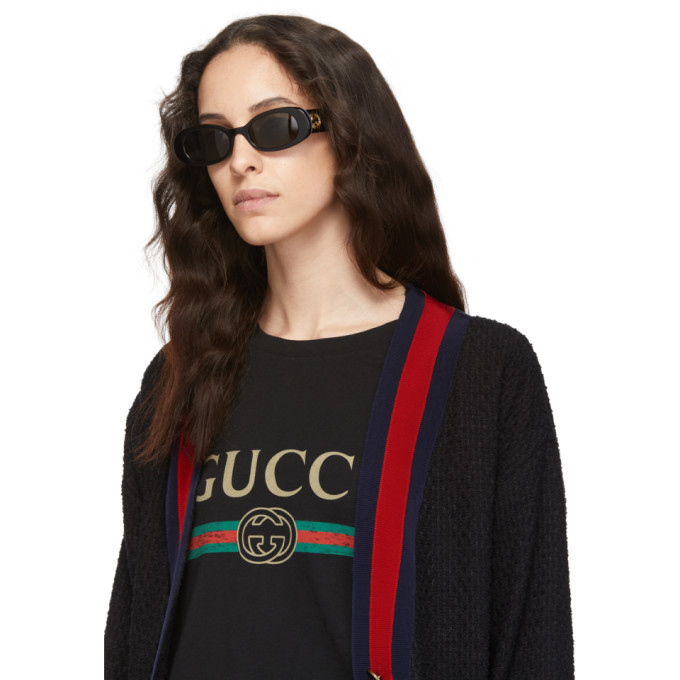 GUCCI BLACK OVAL SUNGLASSES