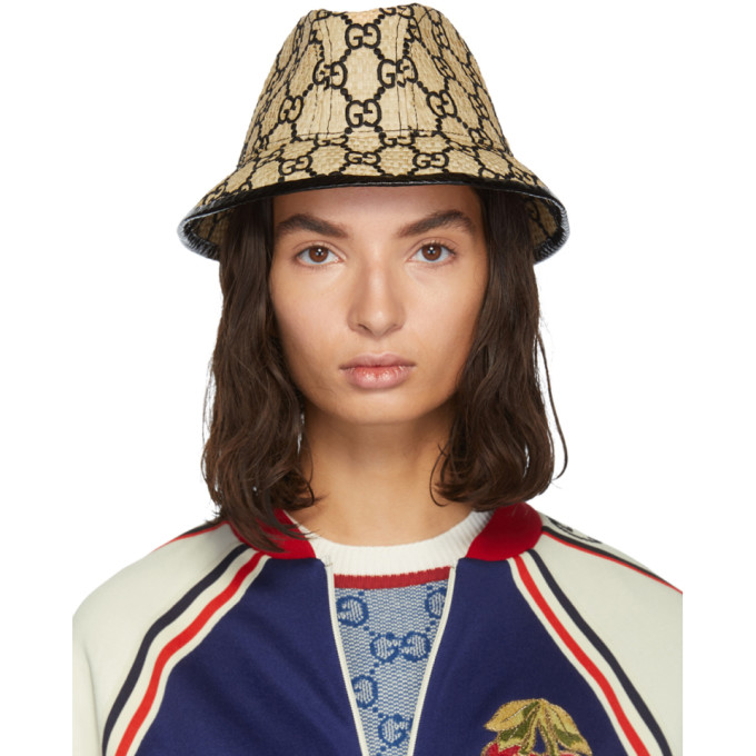 gucci woven straw fedora