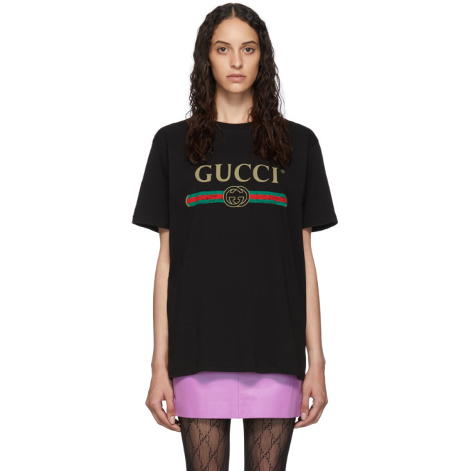 Gucci Vintage Logo Cotton Jersey T-shirt In 1948 Black | ModeSens