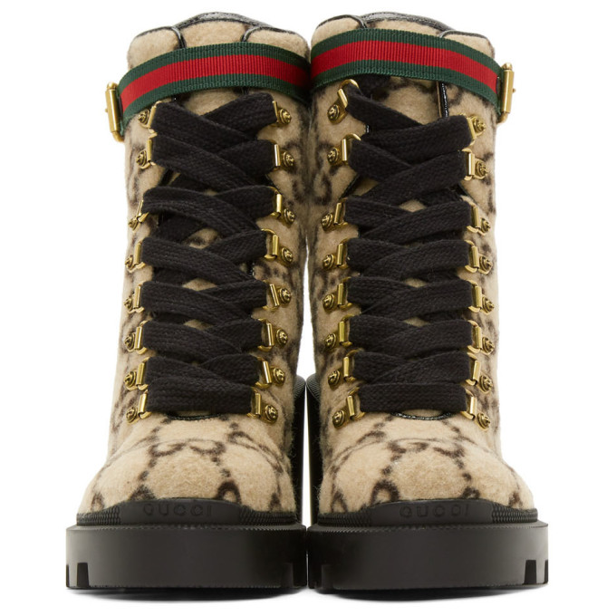 GUCCI BEIGE WOOL GG BOOTS