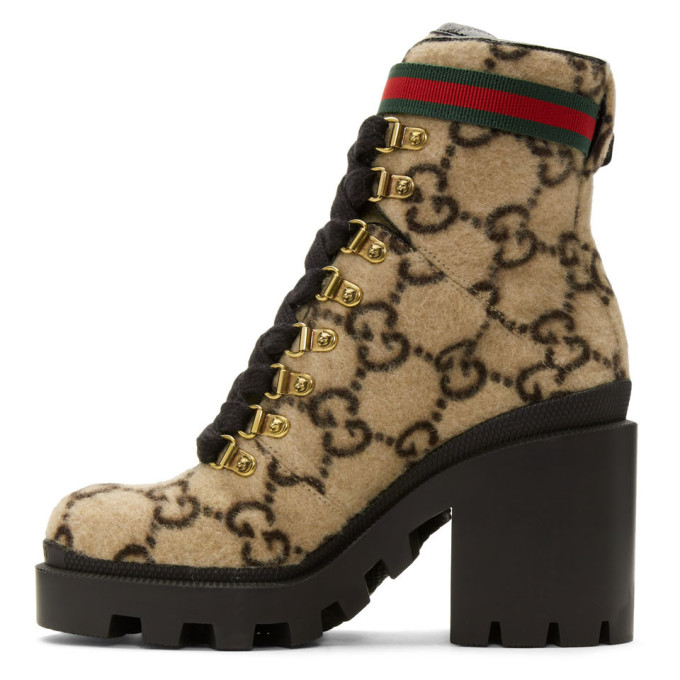 GUCCI BEIGE WOOL GG BOOTS