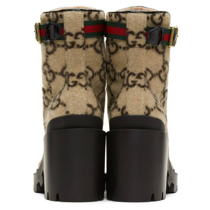 GUCCI BEIGE WOOL GG BOOTS