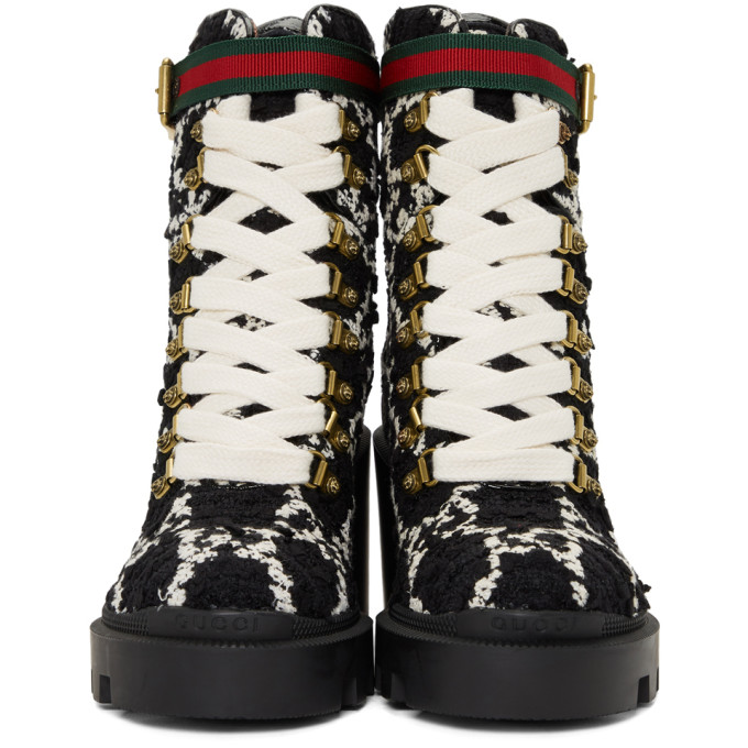 GUCCI Black Tweed GG Ankle Boots
