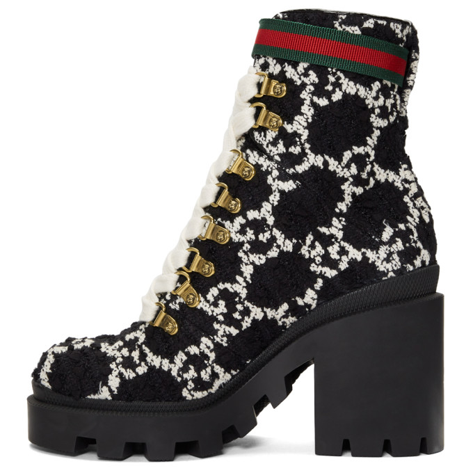 GUCCI Black Tweed GG Ankle Boots