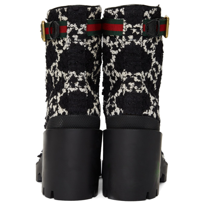 GUCCI Black Tweed GG Ankle Boots