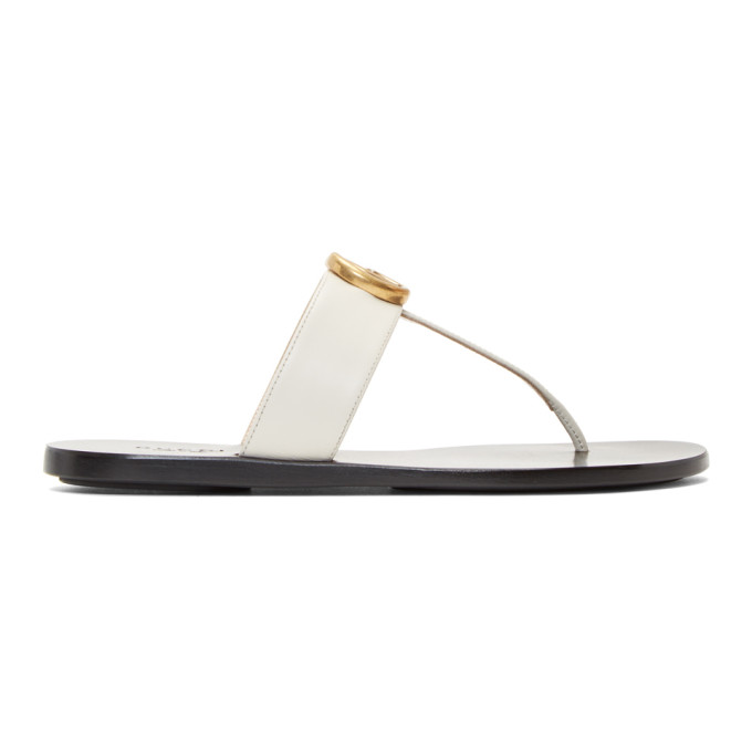 GUCCI GUCCI OFF-WHITE MARMONT FLAT SANDALS