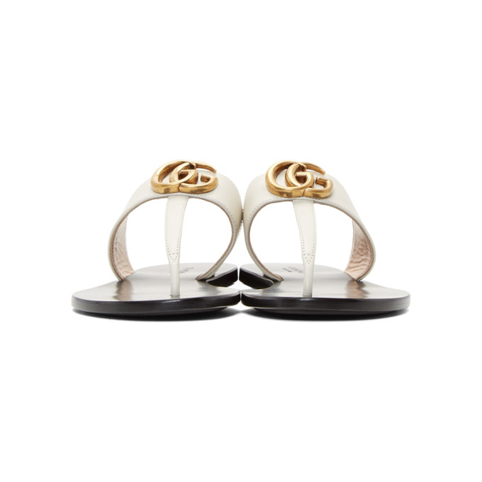 GUCCI GUCCI OFF-WHITE MARMONT FLAT SANDALS
