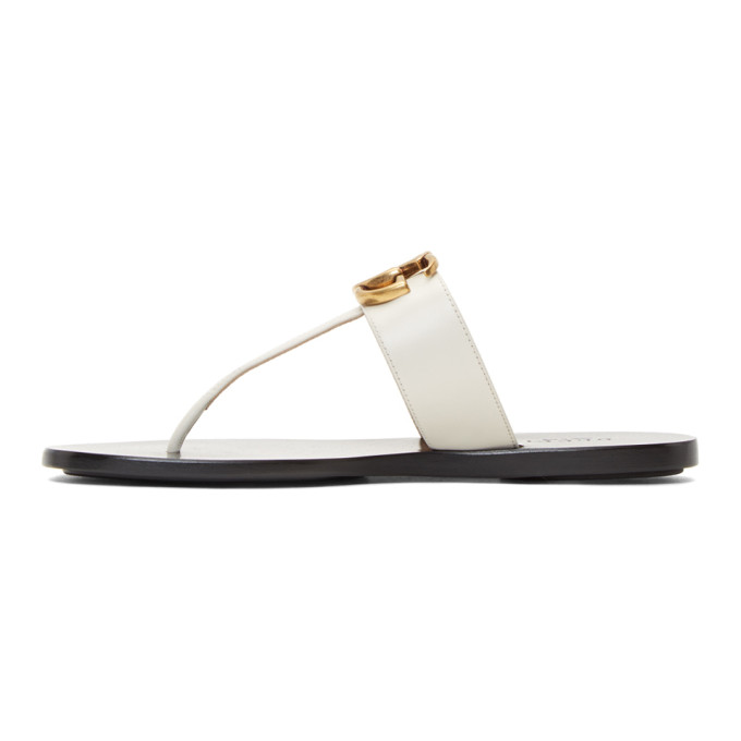 GUCCI GUCCI OFF-WHITE MARMONT FLAT SANDALS