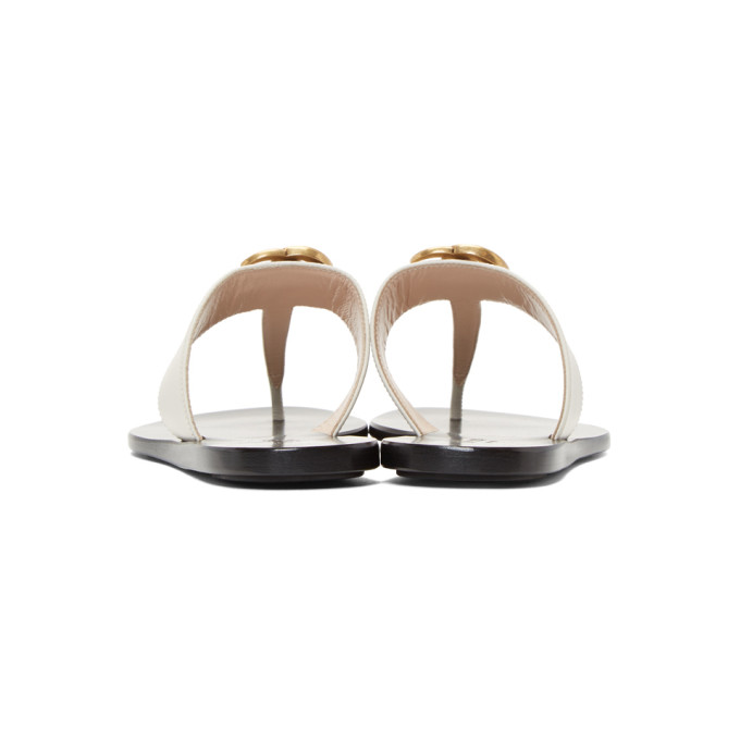 GUCCI GUCCI OFF-WHITE MARMONT FLAT SANDALS