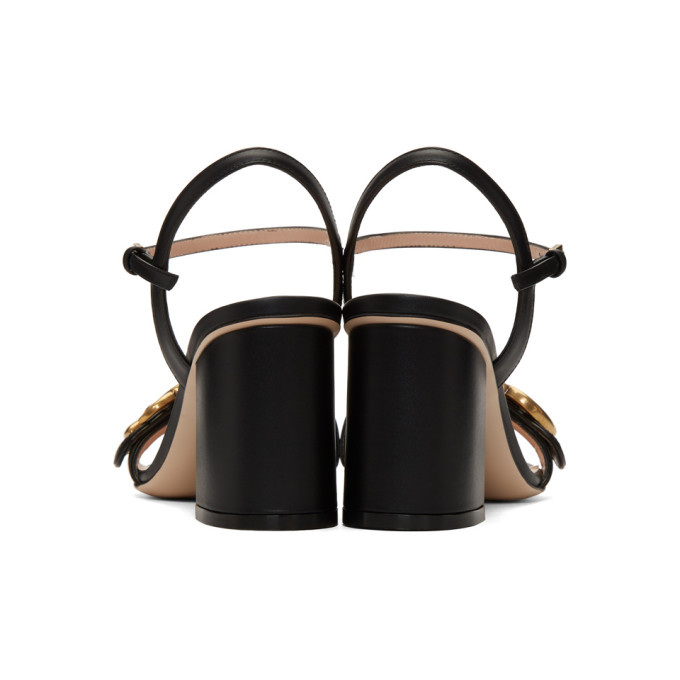 GUCCI BLACK GG HEELED SANDALS