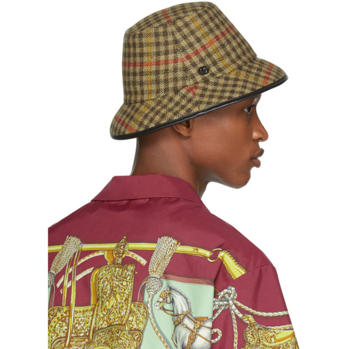 Gucci Check Wool Bucket Hat In Multicoloured:  ModeSens