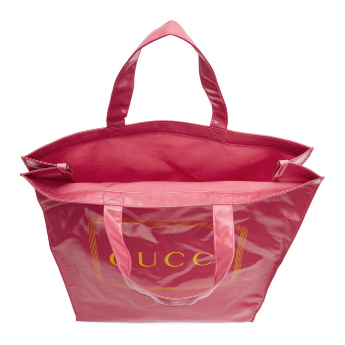 GUCCI GUCCI PINK MEDIUM LOGO TOTE
