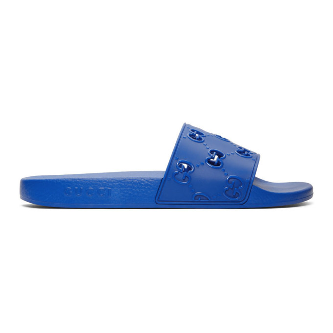 blue rubber slides