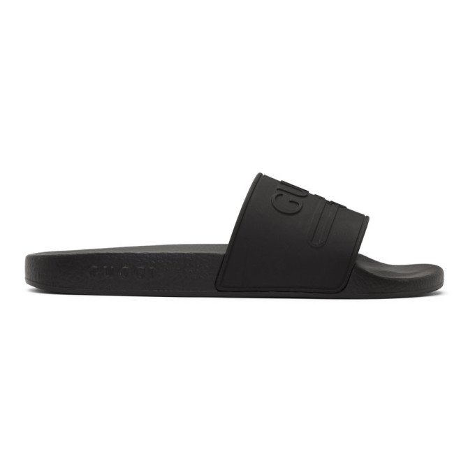 GUCCI Black Vintage GG Pool Slides