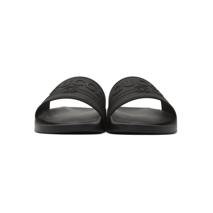 GUCCI Black Vintage GG Pool Slides