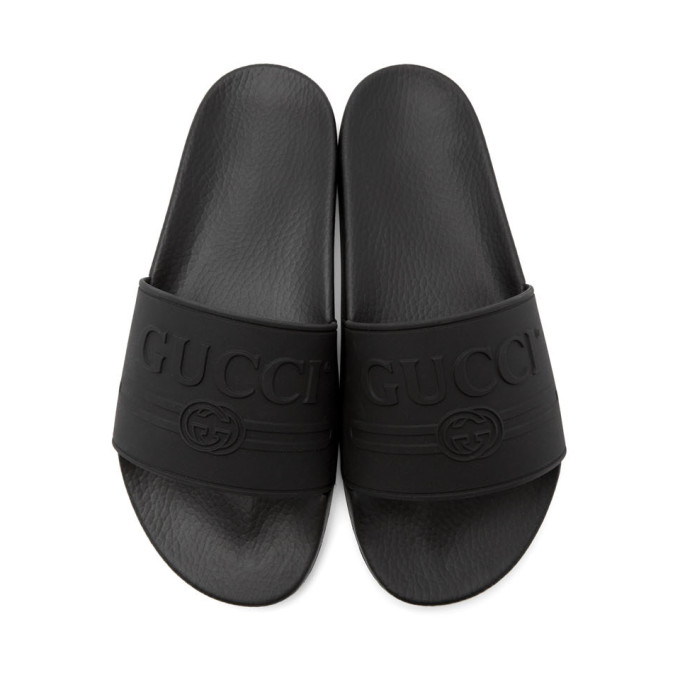 GUCCI Black Vintage GG Pool Slides