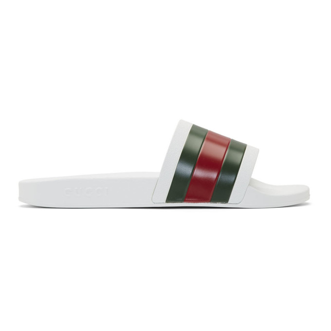 gucci striped rubber slides