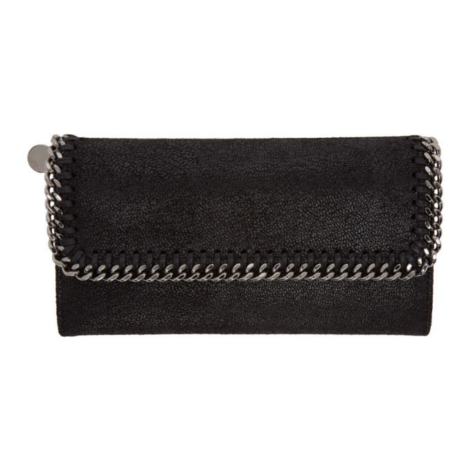 STELLA MCCARTNEY STELLA MCCARTNEY BLACK FALABELLA FLAP WALLET