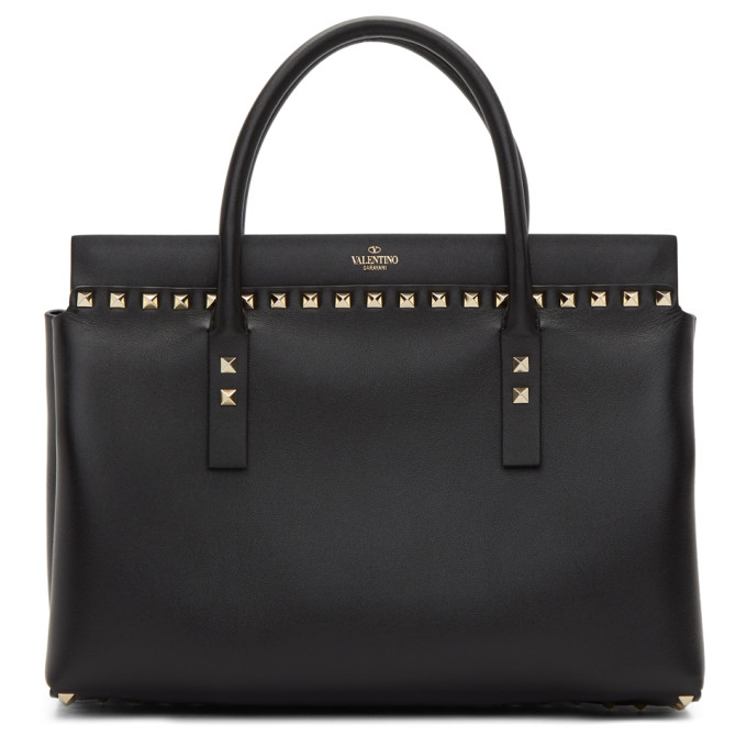 Valentino Black Garavani Small Rockstud Tote In 0no Black | ModeSens