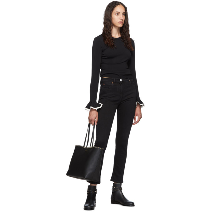 VALENTINO Black Valentino Garavani Rockstud Strap Ankle Boots