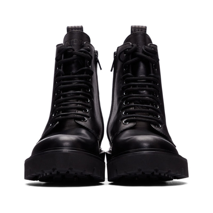 VALENTINO BLACK VALENTINO GARAVANI VLOGO COMBAT BOOTS