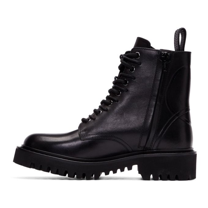 VALENTINO BLACK VALENTINO GARAVANI VLOGO COMBAT BOOTS