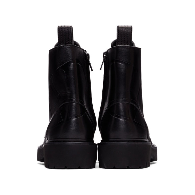 VALENTINO BLACK VALENTINO GARAVANI VLOGO COMBAT BOOTS