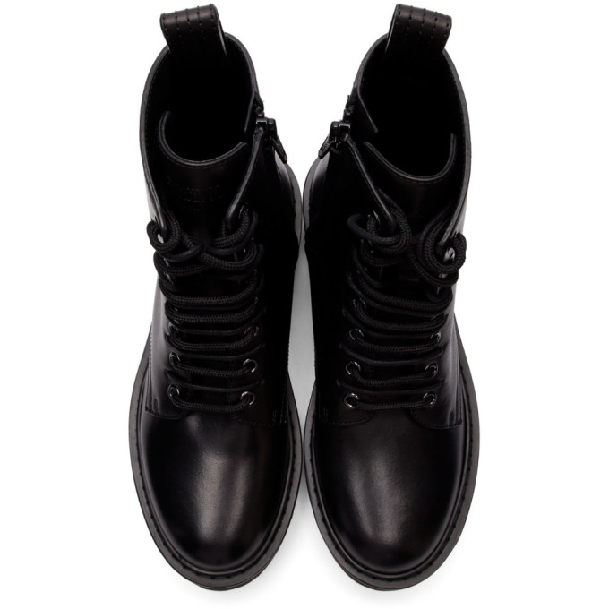 VALENTINO BLACK VALENTINO GARAVANI VLOGO COMBAT BOOTS