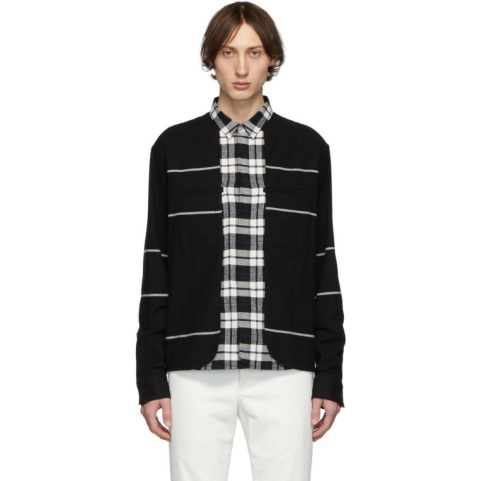 Click to view more detailed imagery on our partner's website Haider Ackermann Multicolor Men's Stripe And Check Print Shirt In Machoi Blac