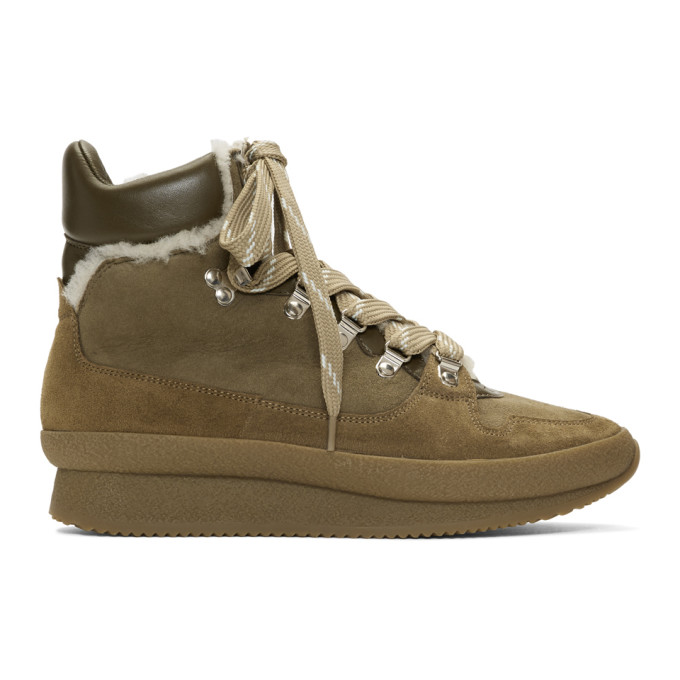 ISABEL MARANT ISABEL MARANT TAUPE SHEARLING BRENDTA HIKING BOOTS